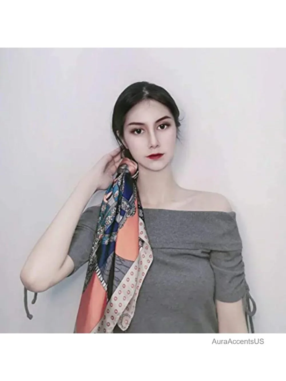 Satin Scarf Medium Square Head Scarf 27.5 x 27.5 inches